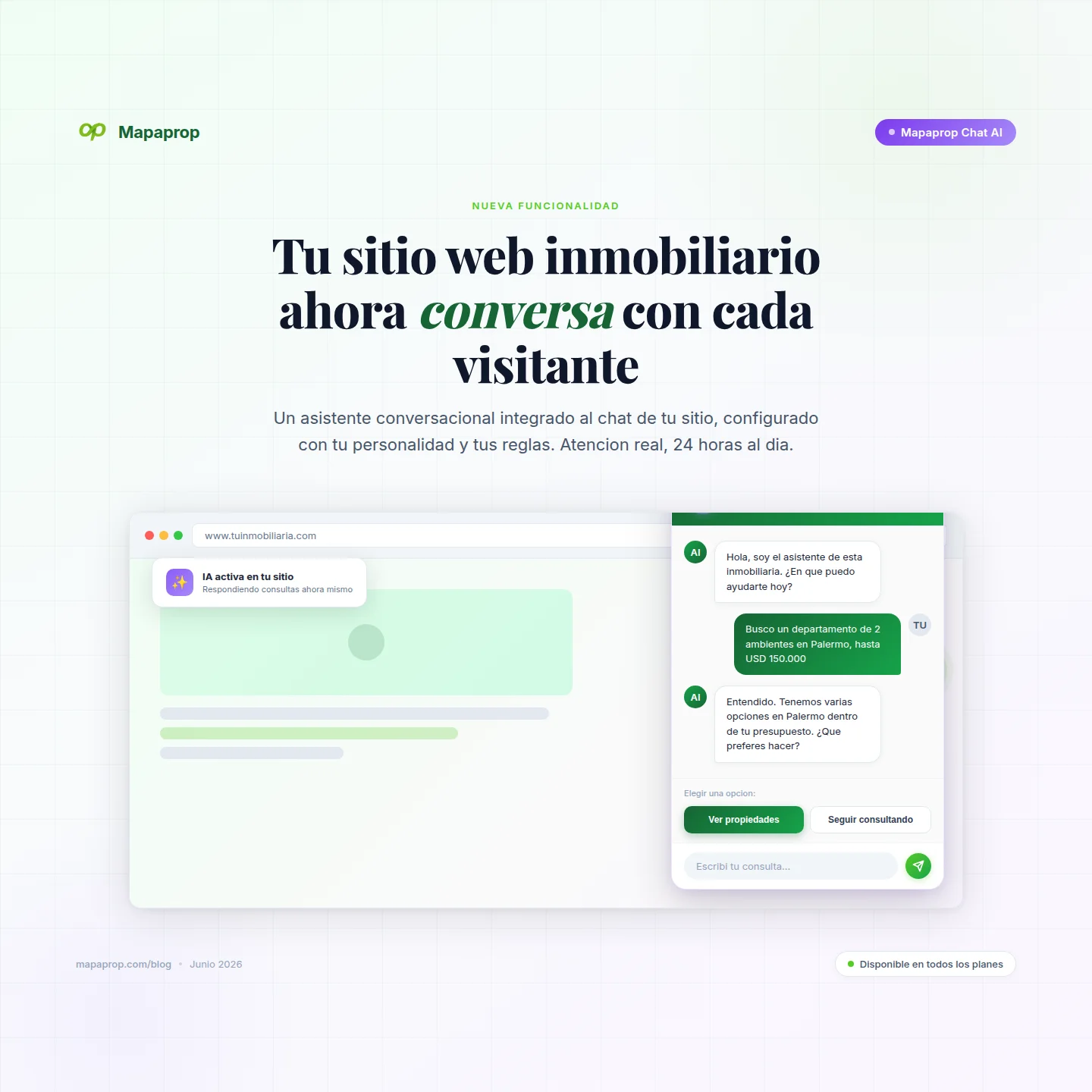 Mapaprop Chat AI: tu sitio web inmobiliario ahora conversa con cada visitante